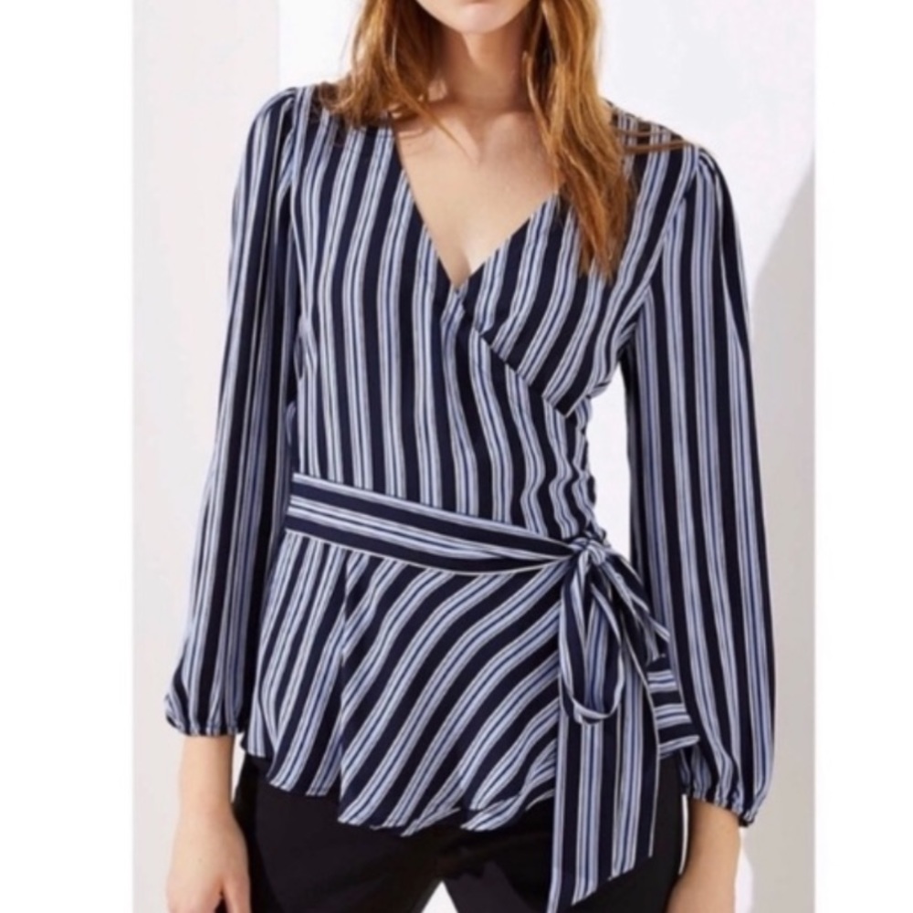 *NWOT* Loft Stripe Wrap Blouse